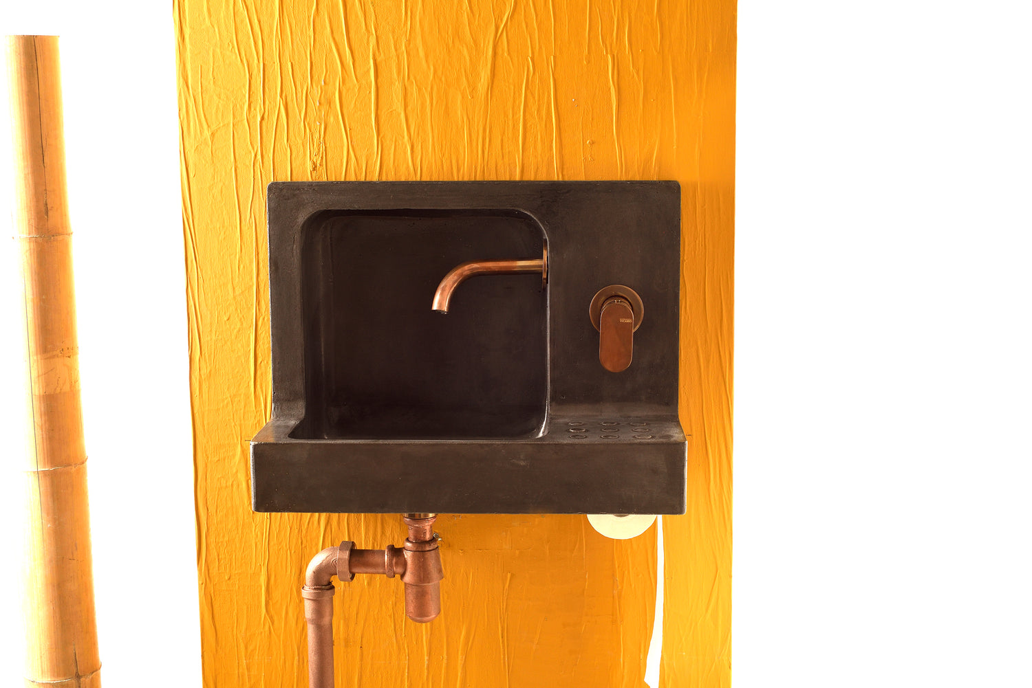 The Barbican Sink : Urban Concrete Sink With Backsplash Iron Color /Wall Mounted Backsplash Sink