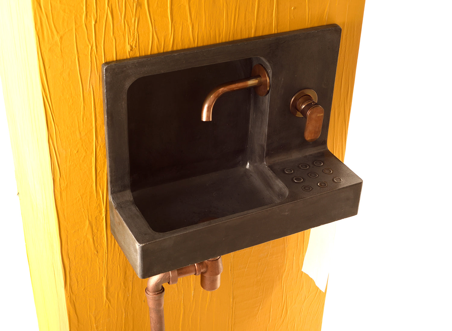 The Barbican Sink : Urban Concrete Sink With Backsplash Iron Color /Wall Mounted Backsplash Sink