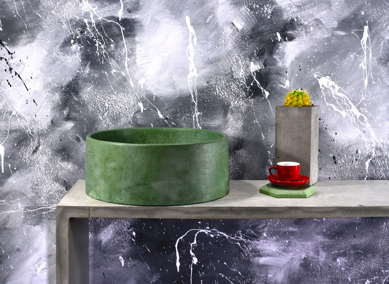 Green Concrete Sink / Washbasin vessel for your bathroom - robertotiranti.shop