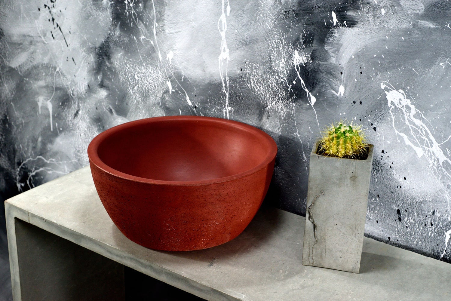 Red Concrete Bathroom Sink / Colored Sink / Top Washbasin - robertotiranti.shop