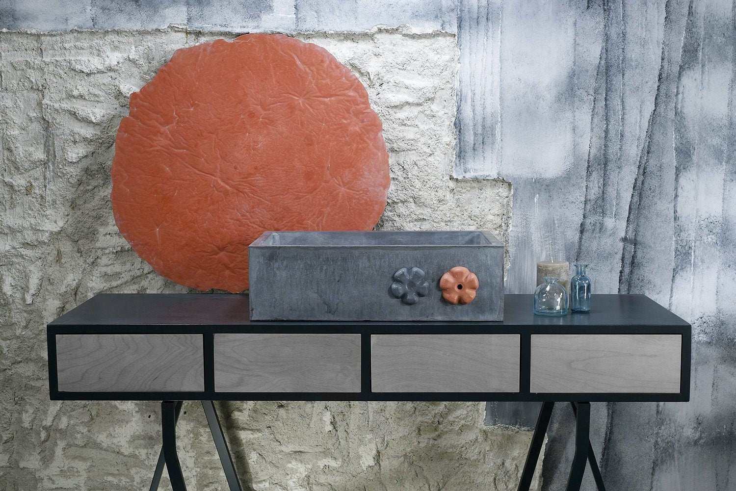 Grey With Decor Bathroom Sink / Concrete Top Washbasin - robertotiranti.shop