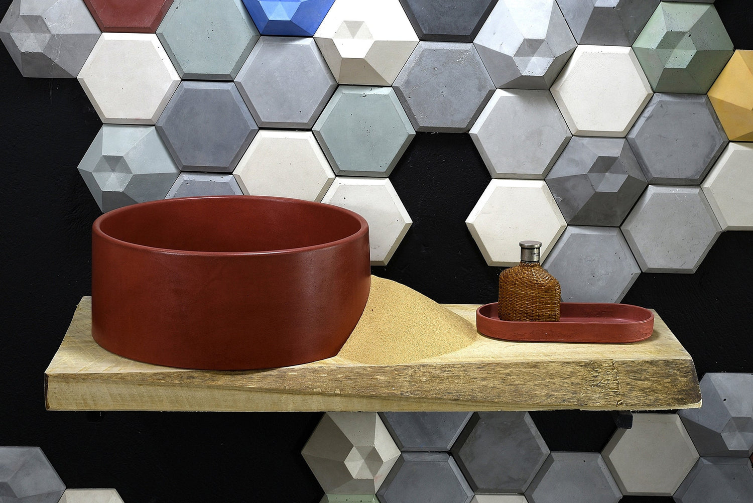 Red Bathroom Sink Vessel / Concrete sink - robertotiranti.shop