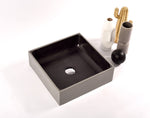 PLINT 40 :Square Washbasin in Charcoal Black Inside and Light Grey Outside