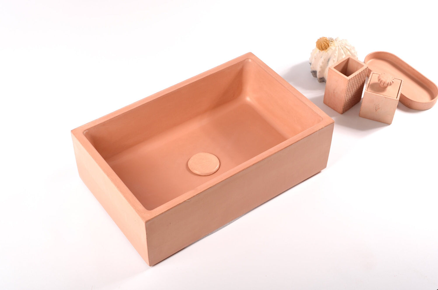 WITI : Fade Orange Bathroom Sink  with Unique Make Up Brush Pots Storage