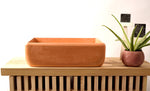 Oblio Washbasin with Rounded Corners, Terracotta Orange Top Basin - robertotiranti.shop