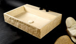 LITHICA – Large Sculptural Concrete Sink | Warm Ivory Mediterranean Basin | Handmade Bathroom Vanity Sink