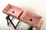 Witi Pink Concrete Vessel Sink – Handmade Modern Rectangular Vanity Basin