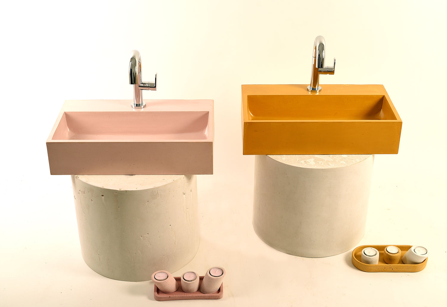 QO Series Concrete Sink – Compact Design with Back Faucet | 50 × 30 cm - robertotiranti.shop