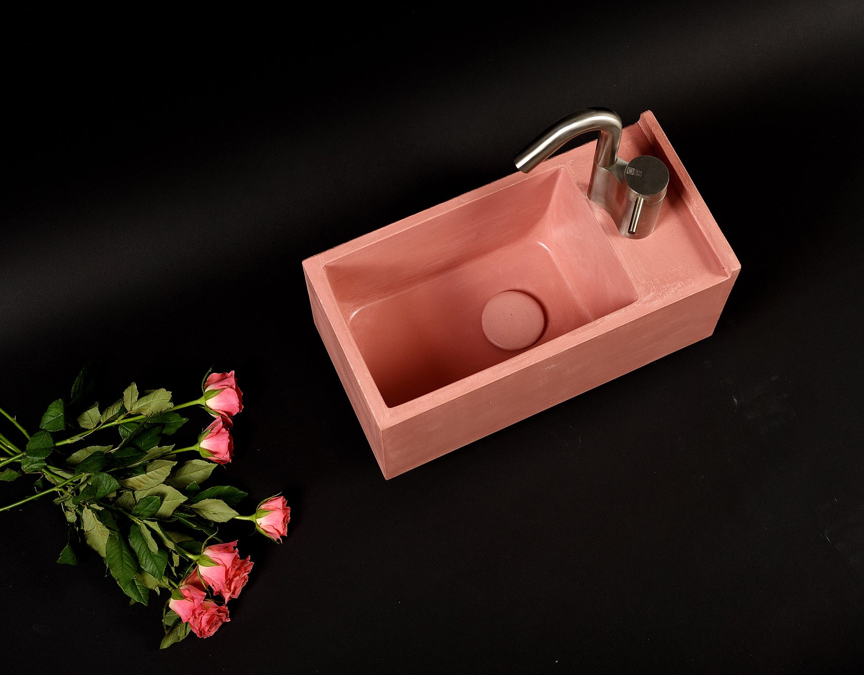 Pink Concrete Sink – Bespoke Small Modern Bathroom Basin – Wall Mounted Minimal Vanity Sink – Handmade Designer Washbasin - robertotiranti.shop