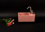 Pink Concrete Sink – Bespoke Small Modern Bathroom Basin – Wall Mounted Minimal Vanity Sink – Handmade Designer Washbasin - robertotiranti.shop