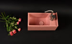 Pink Concrete Sink – Bespoke Small Modern Bathroom Basin – Wall Mounted Minimal Vanity Sink – Handmade Designer Washbasin - robertotiranti.shop