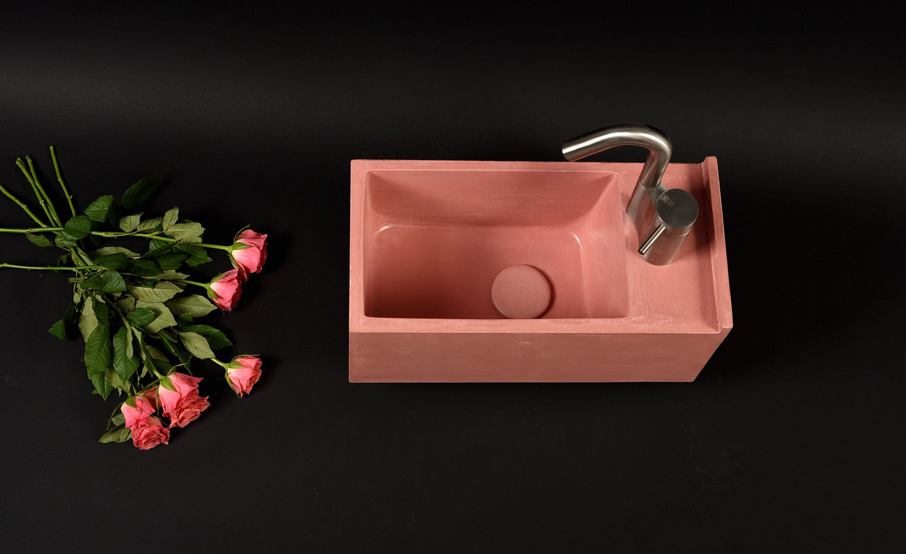 Pink Concrete Sink – Bespoke Small Modern Bathroom Basin – Wall Mounted Minimal Vanity Sink – Handmade Designer Washbasin - robertotiranti.shop