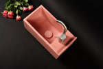 Pink Concrete Sink – Bespoke Small Modern Bathroom Basin – Wall Mounted Minimal Vanity Sink – Handmade Designer Washbasin - robertotiranti.shop