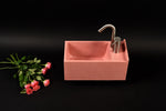 Pink Concrete Sink – Bespoke Small Modern Bathroom Basin – Wall Mounted Minimal Vanity Sink – Handmade Designer Washbasin - robertotiranti.shop