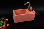 Pink Concrete Sink – Bespoke Small Modern Bathroom Basin – Wall Mounted Minimal Vanity Sink – Handmade Designer Washbasin - robertotiranti.shop