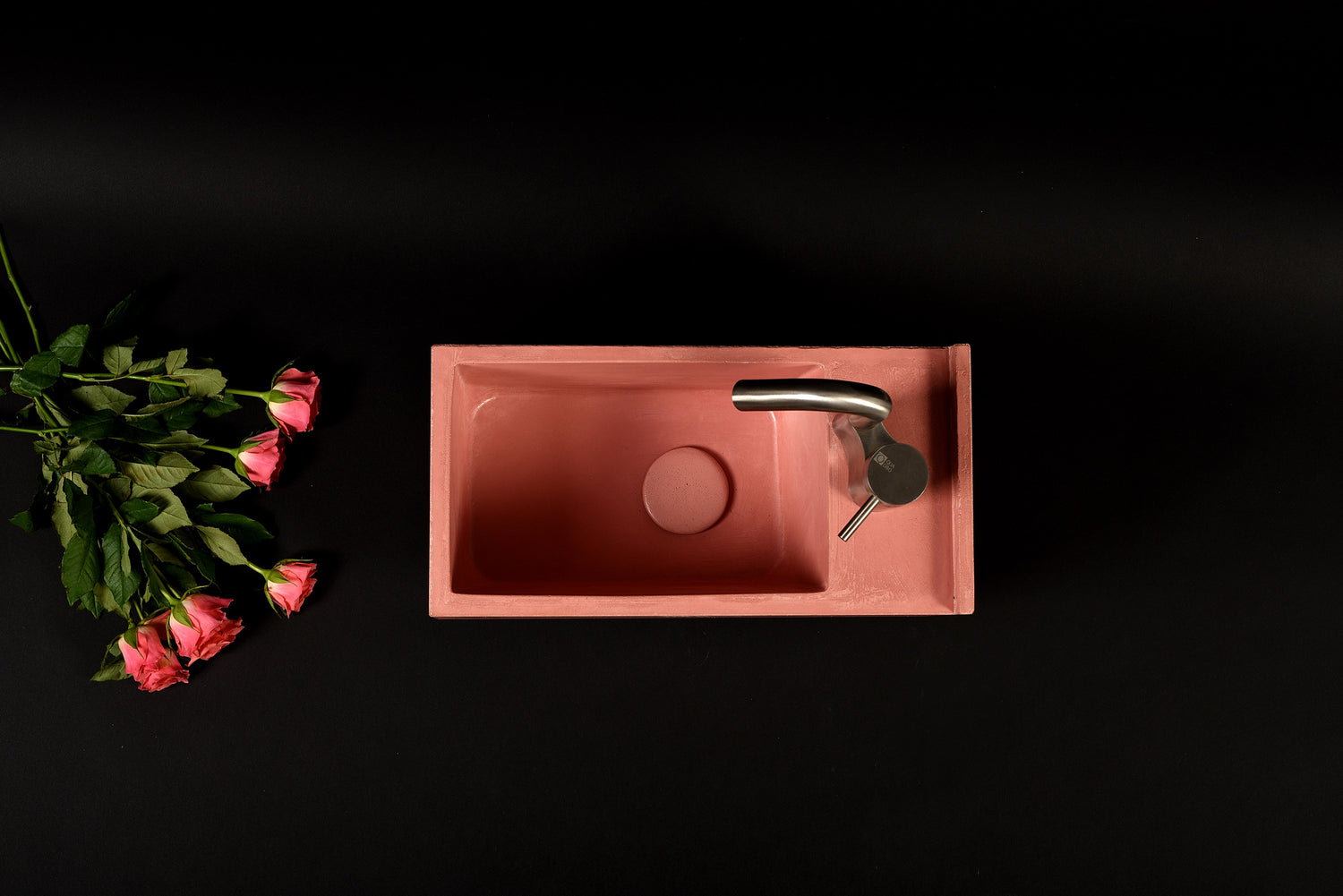 Pink Concrete Sink – Bespoke Small Modern Bathroom Basin – Wall Mounted Minimal Vanity Sink – Handmade Designer Washbasin - robertotiranti.shop
