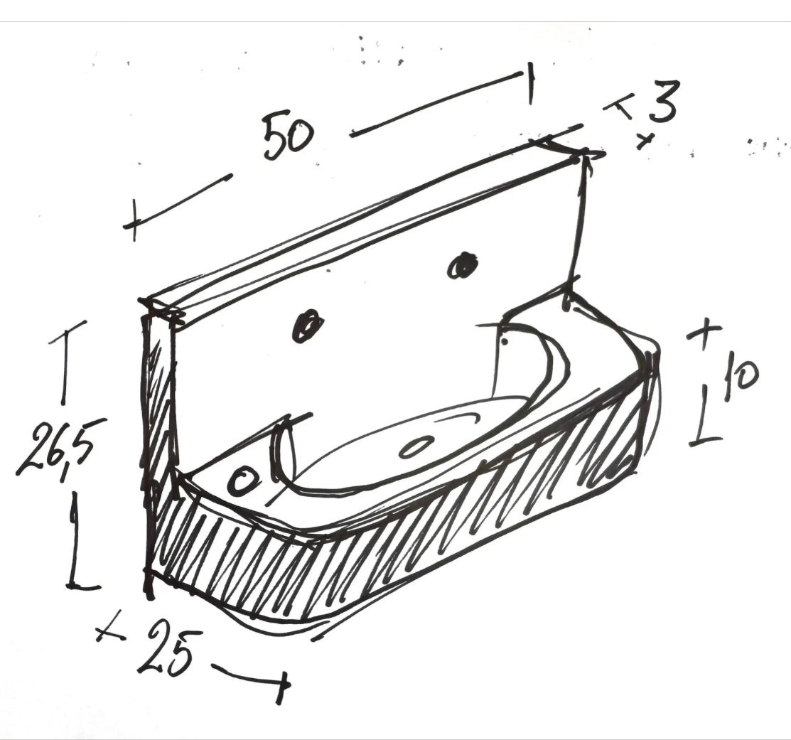 LUTIL Concrete Wall-Mounted Sink – Vintage Inspired Utility Washbasin with Integrated Backsplash – Handmade Concrete Sink in Nude Finish - robertotiranti.shop
