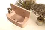 LUTIL Concrete Wall-Mounted Sink – Vintage Inspired Utility Washbasin with Integrated Backsplash – Handmade Concrete Sink in Nude Finish - robertotiranti.shop