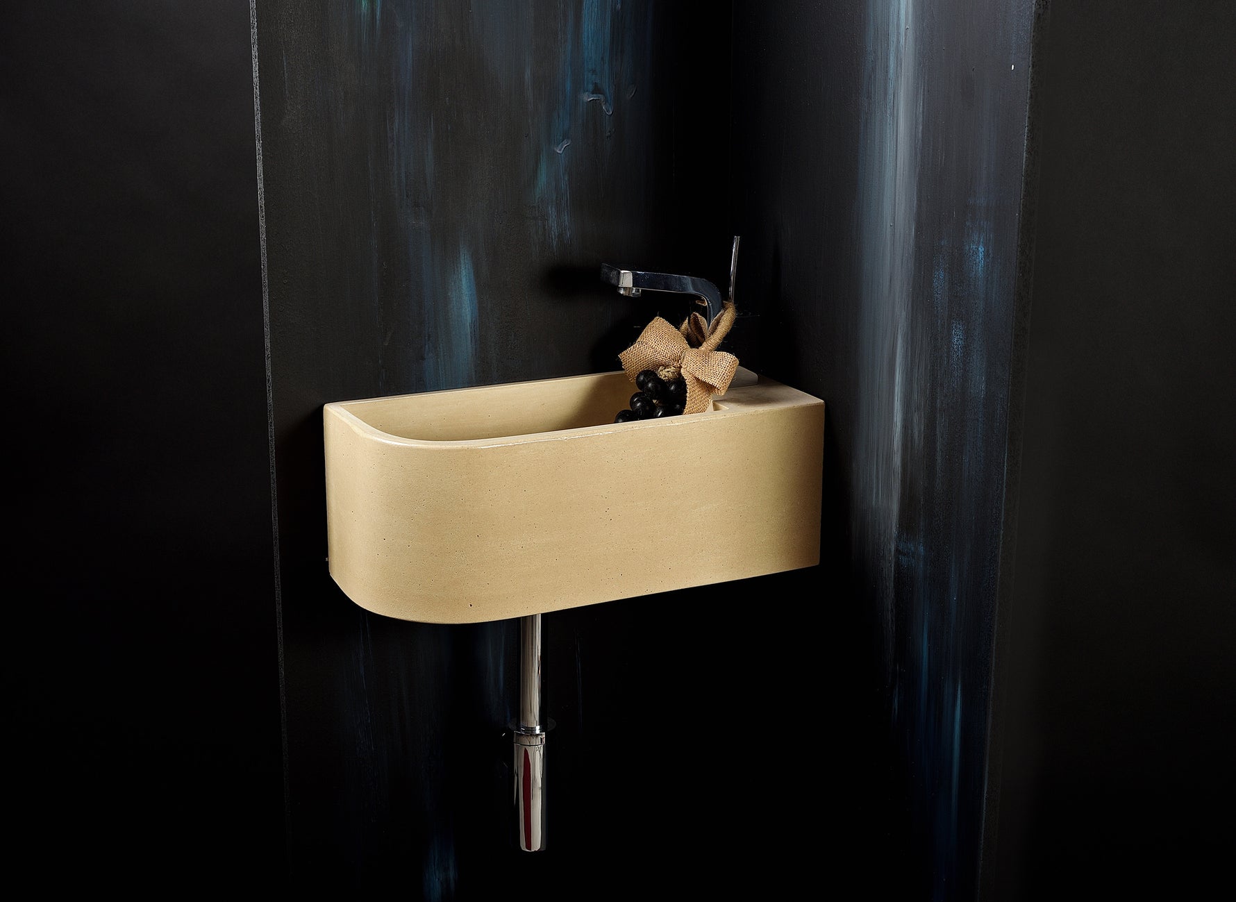 Luma Curve Concrete Sink | Small Sand Wall Mounted Basin (Floating Sink) - robertotiranti.shop