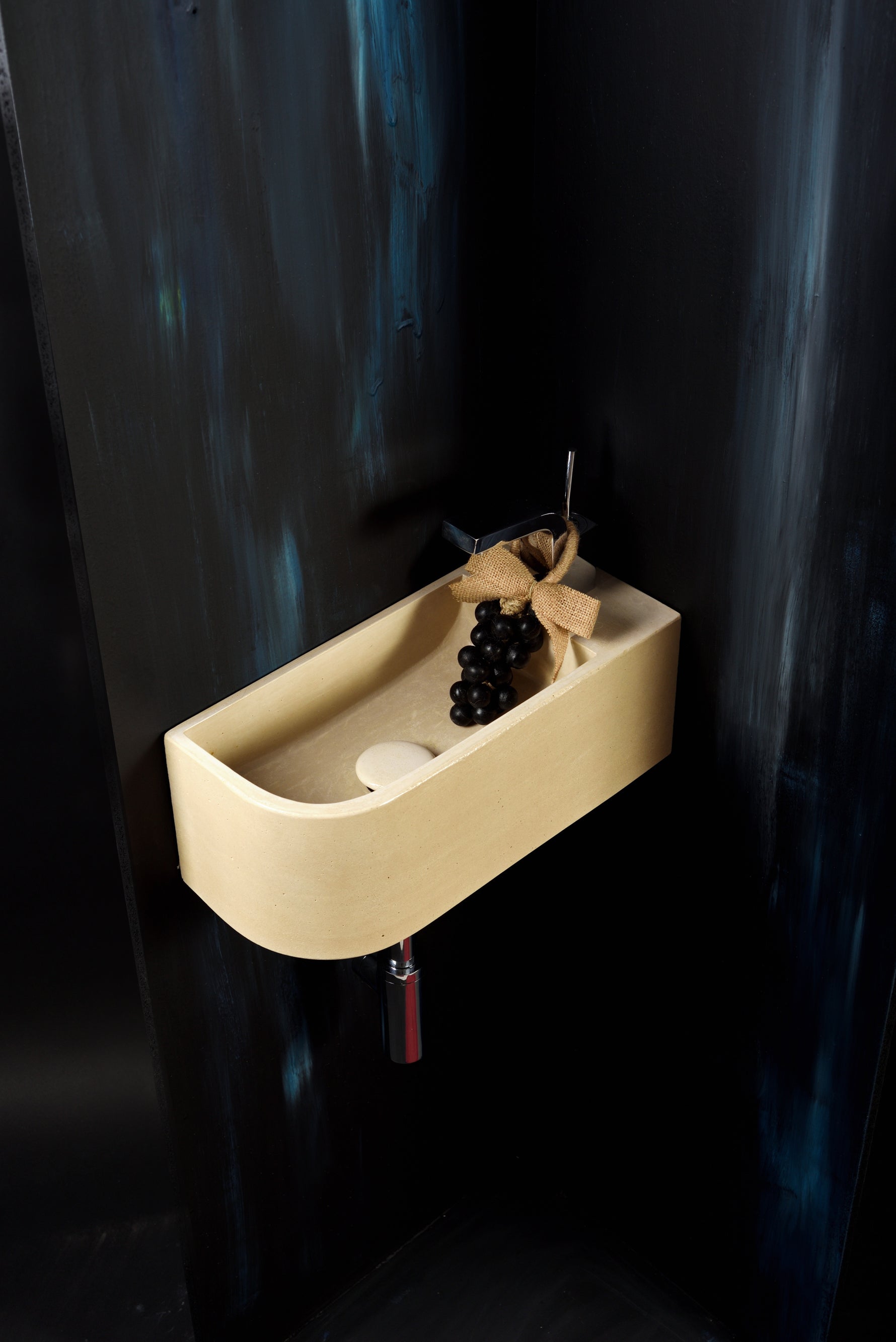 Luma Curve Concrete Sink | Small Sand Wall Mounted Basin (Floating Sink) - robertotiranti.shop