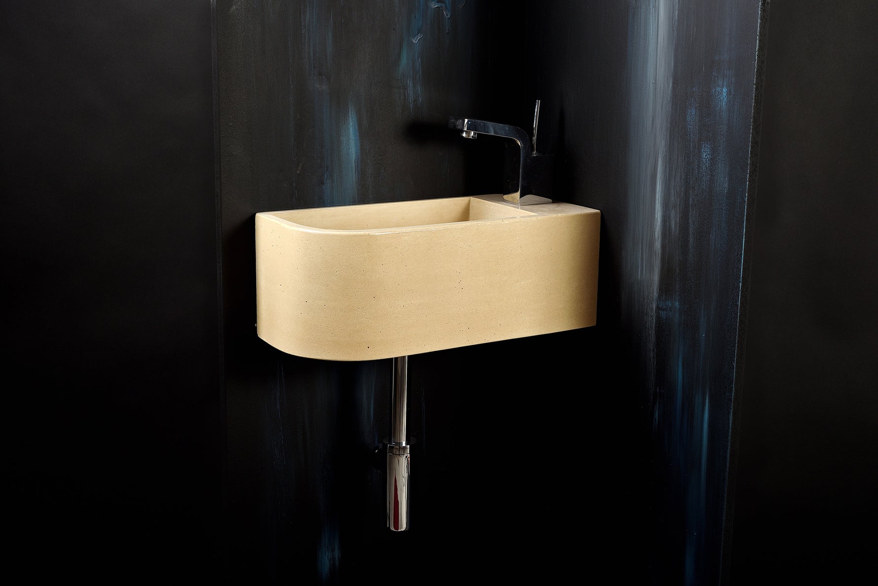 Luma Curve Concrete Sink | Small Sand Wall Mounted Basin (Floating Sink) - robertotiranti.shop
