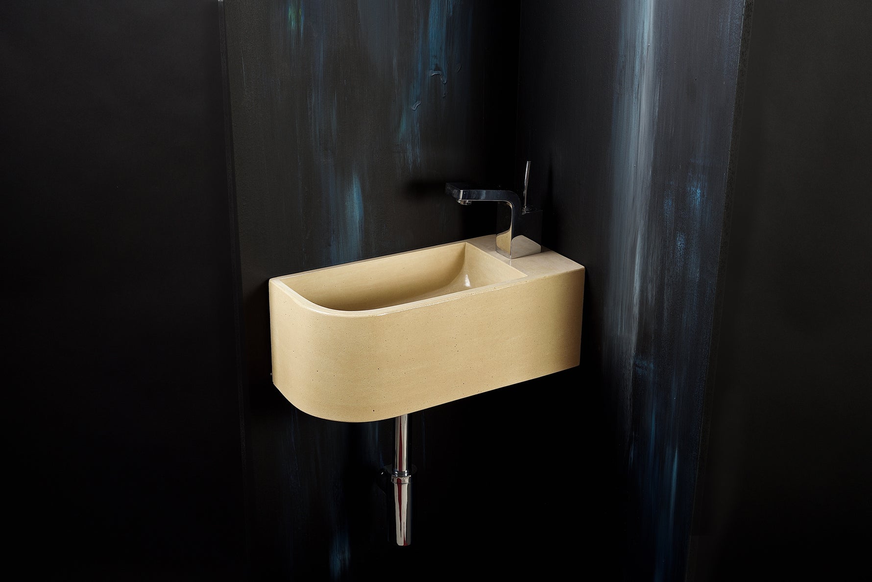 Luma Curve Concrete Sink | Small Sand Wall Mounted Basin (Floating Sink) - robertotiranti.shop