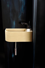 Luma Curve Concrete Sink | Small Sand Wall Mounted Basin (Floating Sink) - robertotiranti.shop