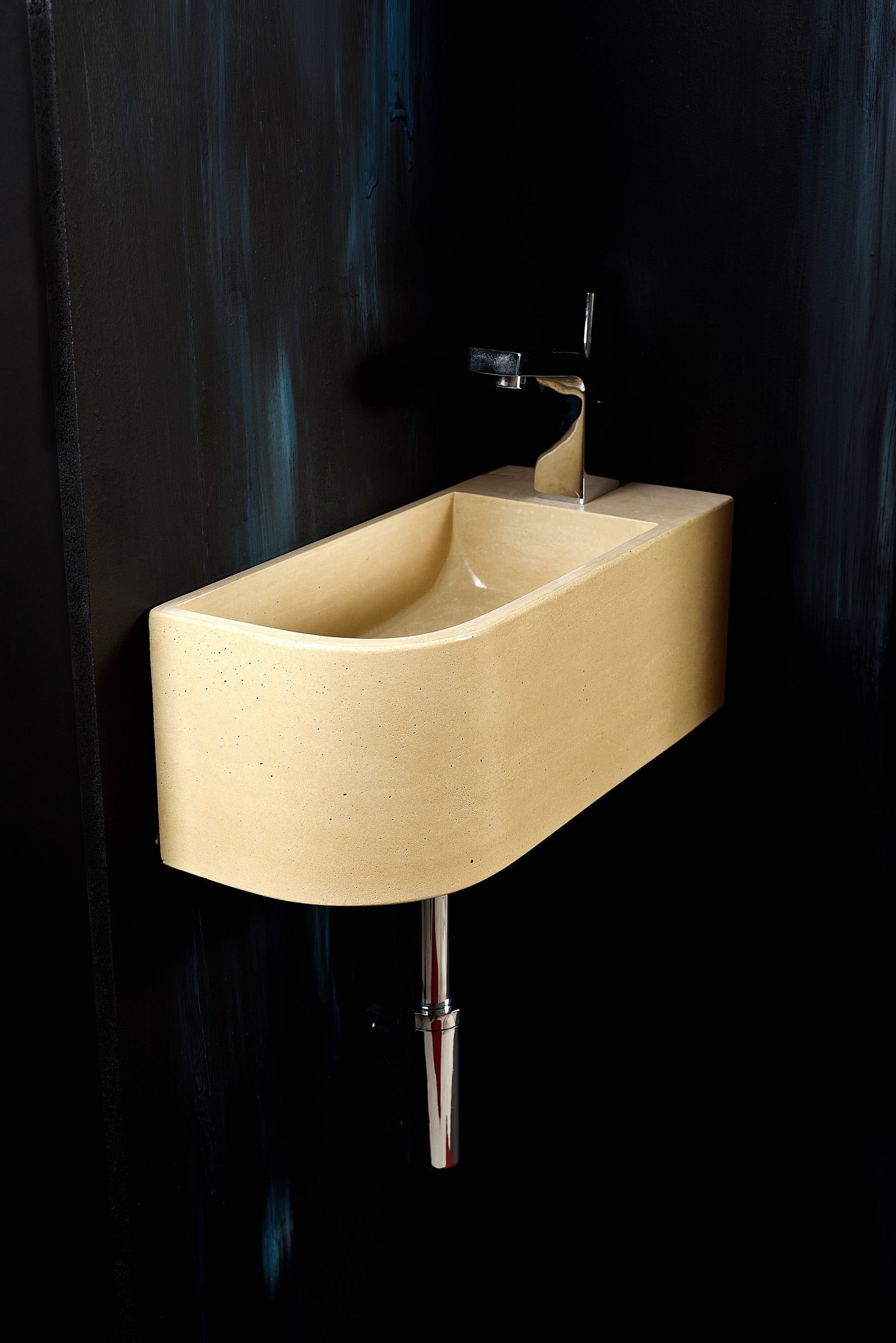 Luma Curve Concrete Sink | Small Sand Wall Mounted Basin (Floating Sink) - robertotiranti.shop