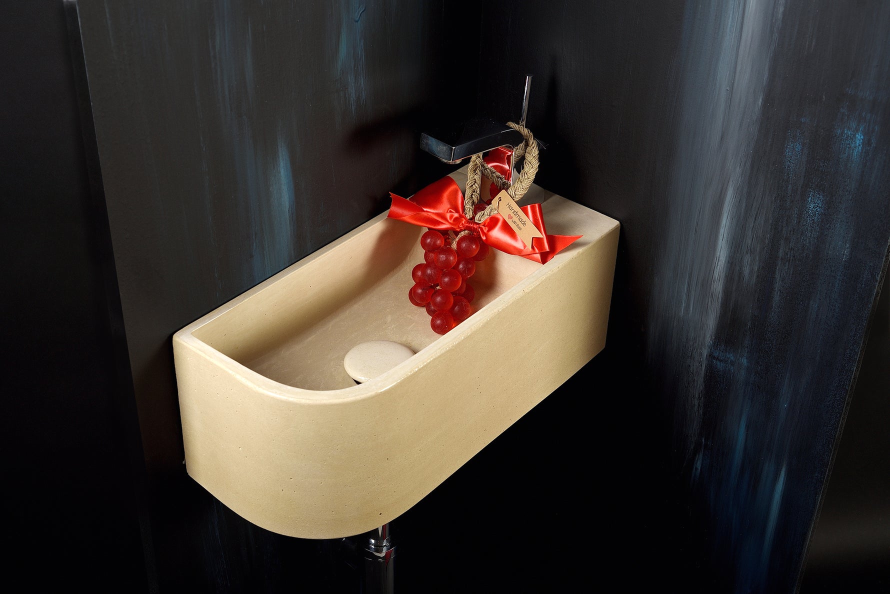 Luma Curve Concrete Sink | Small Sand Wall Mounted Basin (Floating Sink) - robertotiranti.shop