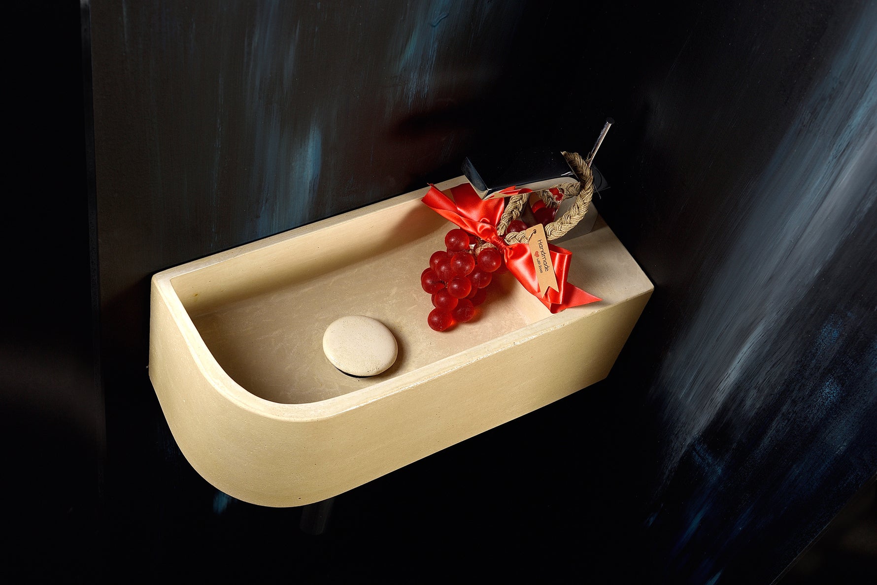 Luma Curve Concrete Sink | Small Sand Wall Mounted Basin (Floating Sink) - robertotiranti.shop
