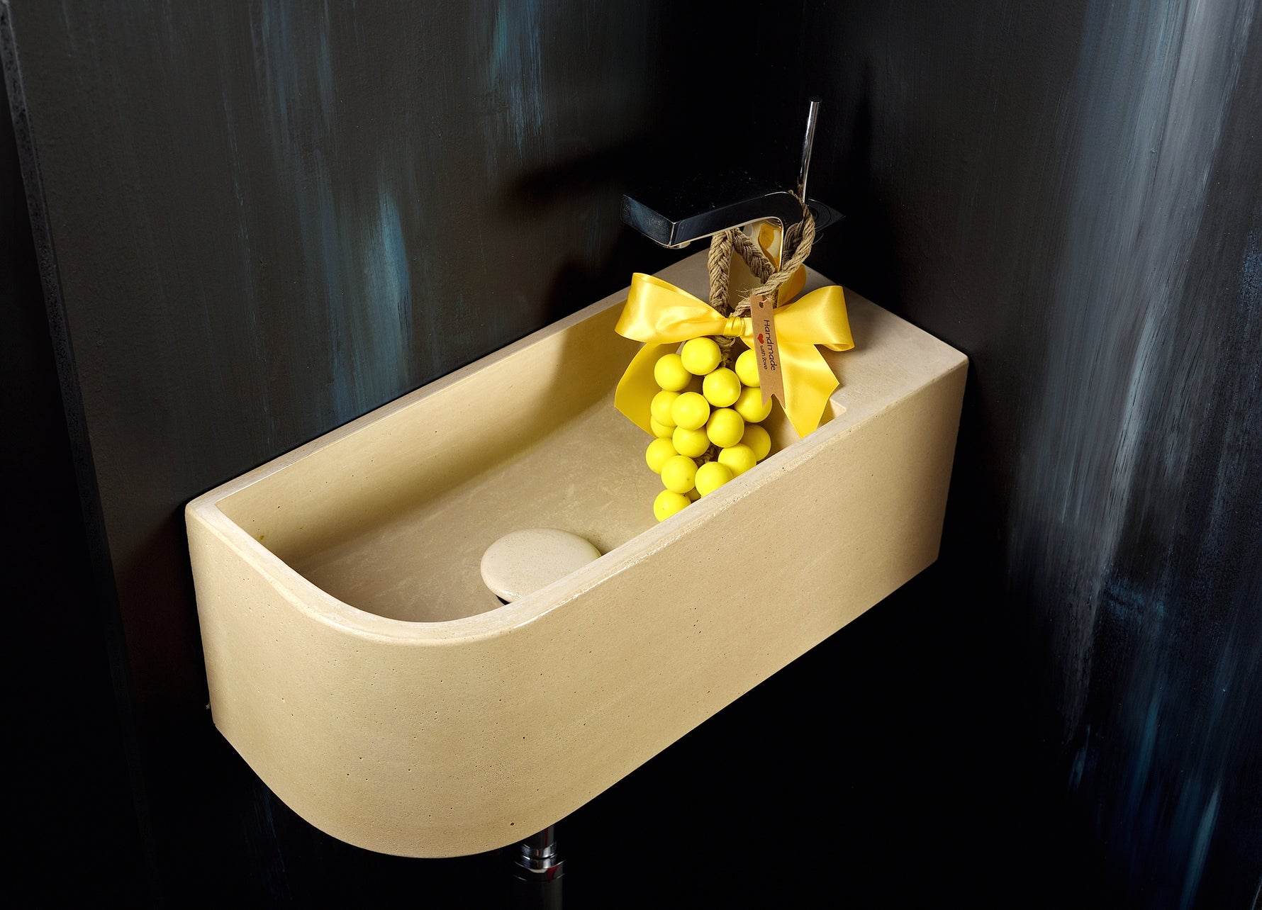 Luma Curve Concrete Sink | Small Sand Wall Mounted Basin (Floating Sink) - robertotiranti.shop