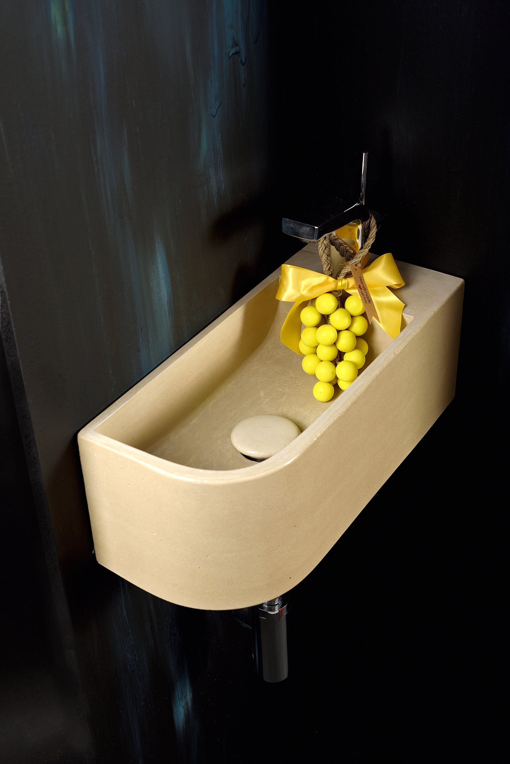 Luma Curve Concrete Sink | Small Sand Wall Mounted Basin (Floating Sink) - robertotiranti.shop