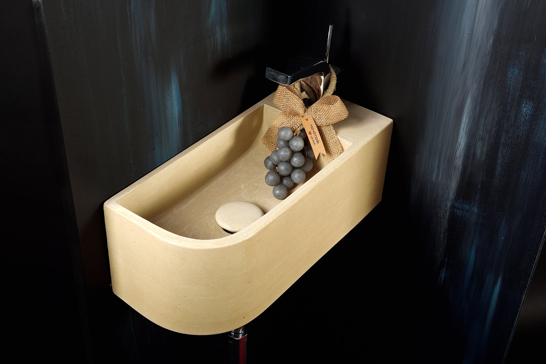 Luma Curve Concrete Sink | Small Sand Wall Mounted Basin (Floating Sink) - robertotiranti.shop