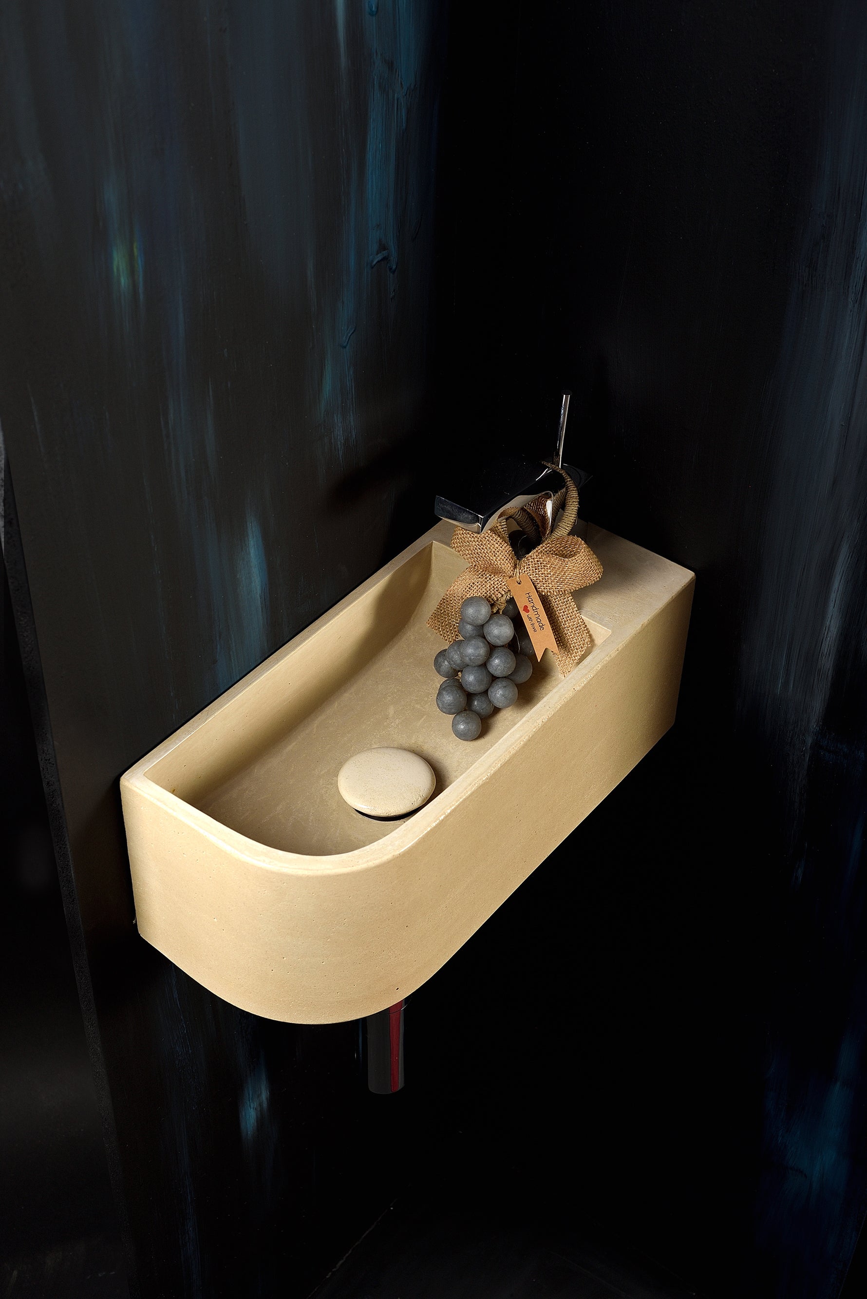 Luma Curve Concrete Sink | Small Sand Wall Mounted Basin (Floating Sink) - robertotiranti.shop