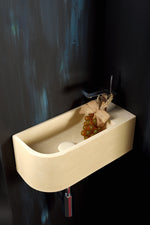 Luma Curve Concrete Sink | Small Sand Wall Mounted Basin (Floating Sink) - robertotiranti.shop