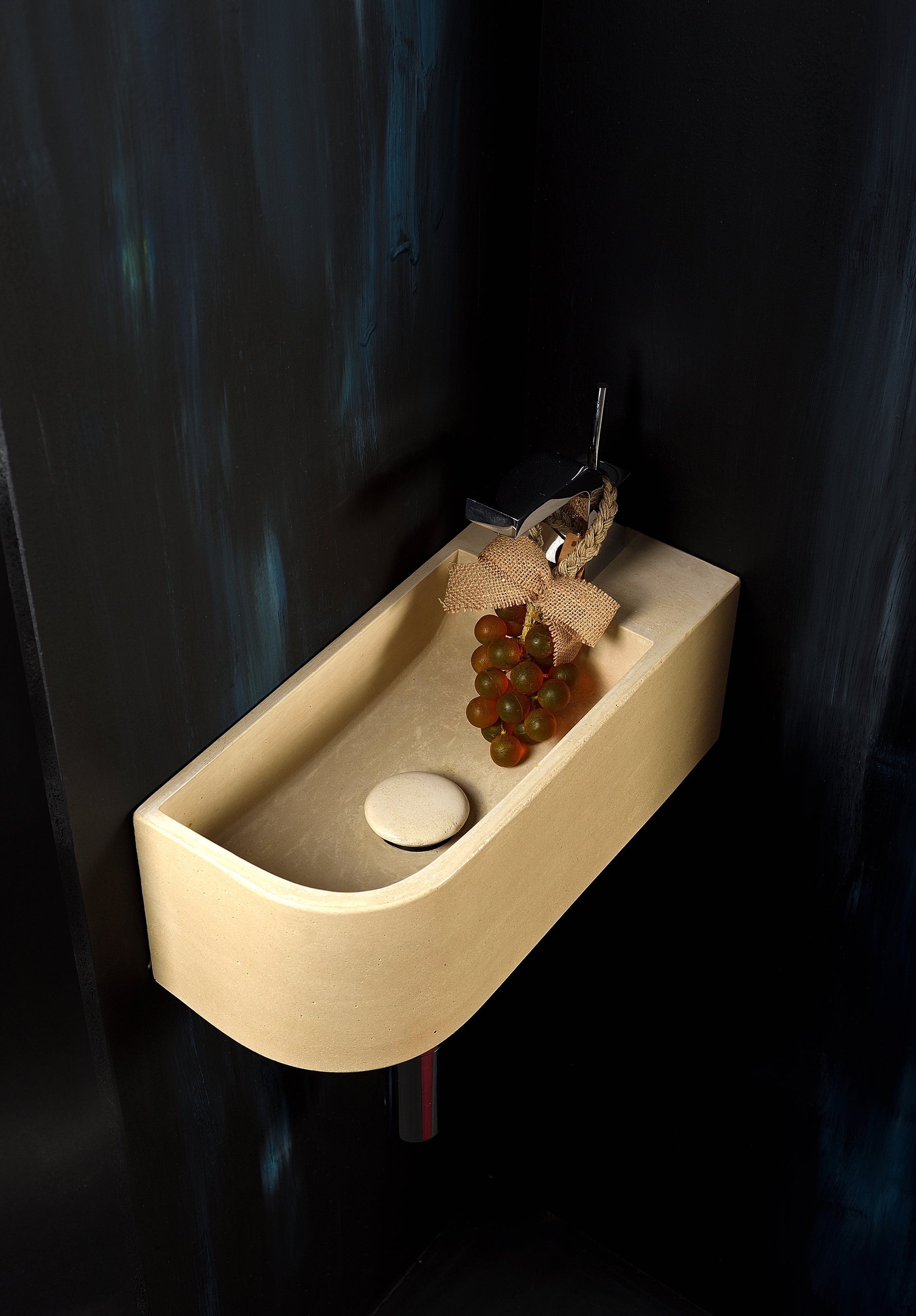 Luma Curve Concrete Sink | Small Sand Wall Mounted Basin (Floating Sink) - robertotiranti.shop