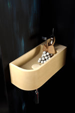 Luma Curve Concrete Sink | Small Sand Wall Mounted Basin (Floating Sink) - robertotiranti.shop