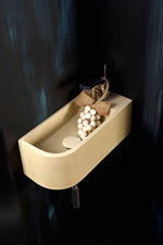Luma Curve Concrete Sink | Small Sand Wall Mounted Basin (Floating Sink) - robertotiranti.shop