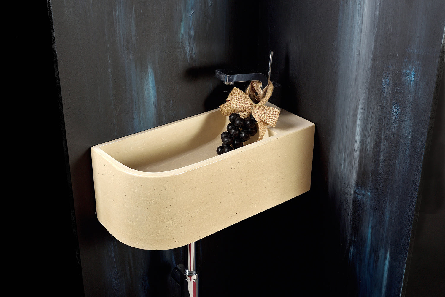 Luma Curve Concrete Sink | Small Sand Wall Mounted Basin (Floating Sink) - robertotiranti.shop