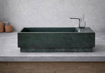 Slim Line Dark Green Concrete Sink – Minimal Modern Bathroom Basin – Handmade Statement Vanity - robertotiranti.shop