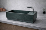 Slim Line Dark Green Concrete Sink – Minimal Modern Bathroom Basin – Handmade Statement Vanity - robertotiranti.shop