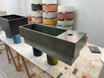 Slim Line Dark Green Concrete Sink – Minimal Modern Bathroom Basin – Handmade Statement Vanity - robertotiranti.shop