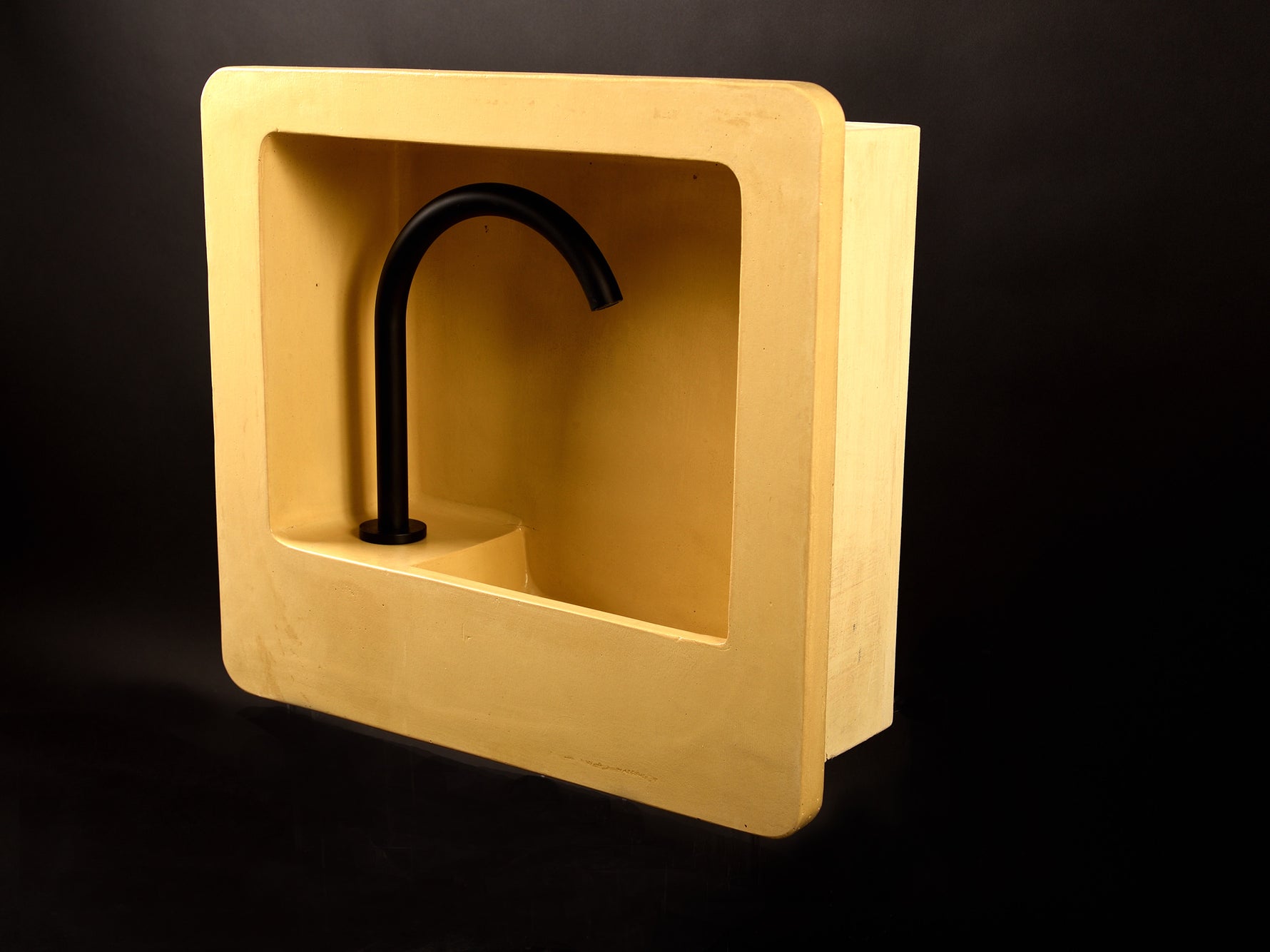 The Tiranti Sink  – Banana Yellow Wall-Mounted Basin | Handmade Minimalist Bathroom Vanity - robertotiranti.shop