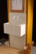 Handmade Off White Concrete Wall-Mounted Washbasin with Backsplash - Bespoke Collection - robertotiranti.shop