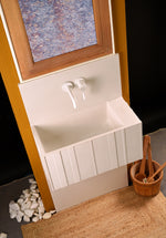 Handmade Off White Concrete Wall-Mounted Washbasin with Backsplash - Bespoke Collection - robertotiranti.shop