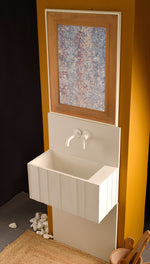 Handmade Off White Concrete Wall-Mounted Washbasin with Backsplash - Bespoke Collection - robertotiranti.shop