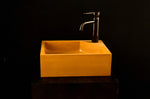 Handcrafted Square Concrete Sink in Deep Corn Yellow — Bespoke Corner Faucet Design - robertotiranti.shop