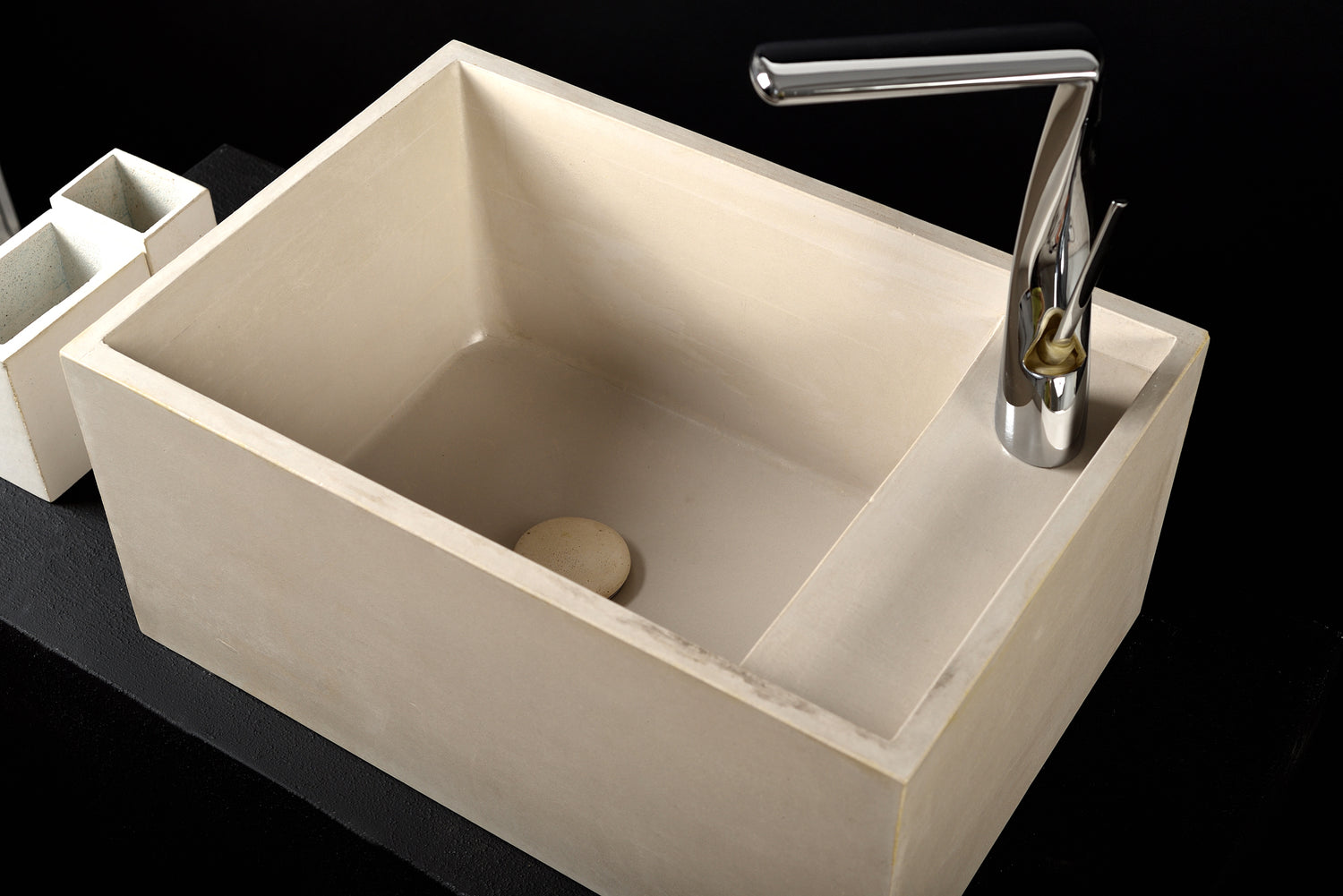 Custom Size Light Ivory Concrete Square Sink – Bespoke Minimal Modern Design - robertotiranti.shop