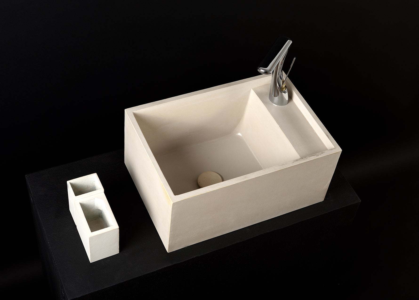 Custom Size Light Ivory Concrete Square Sink – Bespoke Minimal Modern Design - robertotiranti.shop