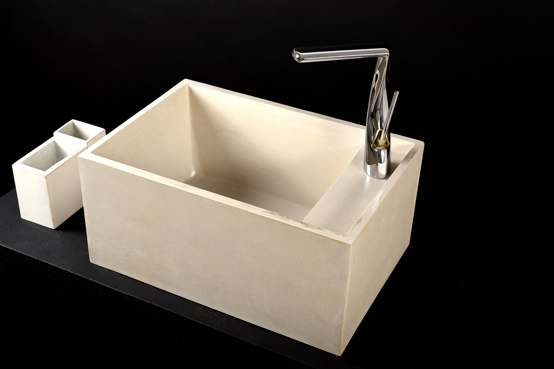 Custom Size Light Ivory Concrete Square Sink – Bespoke Minimal Modern Design - robertotiranti.shop